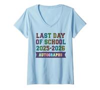 Mujer Adiós Escuela ÚLTIMO DÍA 2026 Firma Autógrafos Firmar Mi Camiseta Cuello V