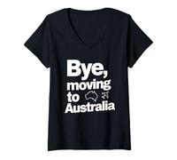 Mujer Adiós, Mudarse a Australia Camiseta Cuello V