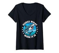 Mujer Adivina qué Semana es - Shark Lover Ocean Marine Biology Camiseta Cuello V