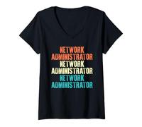 Mujer Administrador de Redes Trabajo de Estilo Vintage Camiseta Cuello V