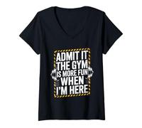 Mujer Admit It The Gym Is More Fun When I'm Here Funny Workout Camiseta Cuello V