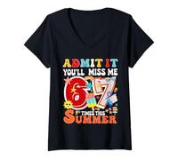 Mujer Admítelo, me echarás de Menos 6 a 7 Veces Esta Cita de Maestra de Verano Camiseta Cuello V