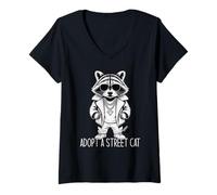 Mujer Adopt A Street Cat Camiseta Cuello V