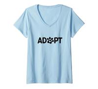 Mujer Adopta el amor: Apoya la adopción de mascotas y refugio de animales Camiseta Cuello V