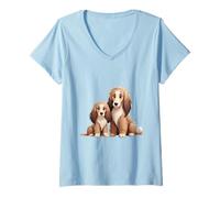 Mujer Adorable Cocker Spaniel Mamá y Cachorro Perros Camiseta Cuello V