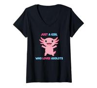 Mujer Adorable Just a Girl Who Loves Axolotls Pink Anfibian Camiseta Cuello V