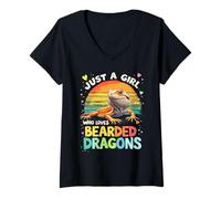 Mujer Adorable Solo Una Chica Que Ama Los Dragones Barbudos Encantador Lindo Camiseta Cuello V