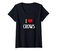 Mujer Adoro los Cuervos I Heart Crows, Amante de los pajaritos, aviario y observador de Aves Camiseta Cuello V