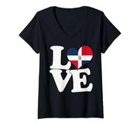 Mujer Adoro los Viajes patrióticos con Bandera y corazón de REPÚBLICA Dominicana Camiseta Cuello V