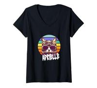 Mujer ADRIELLE - Bonito nombre de niña con un gato genial Camiseta Cuello V