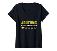 Mujer Adulting no recomendaría refranes divertidos One Star Adulting Camiseta Cuello V