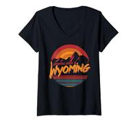 Mujer Adventure Awaits in Wyoming Camiseta Cuello V