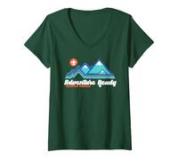 Mujer Adventure Ready Scouting America Outdoor Mountains Hiking Camiseta Cuello V