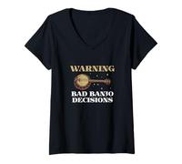 Mujer Advertencia Bad Banjo Decisiones Funny Banjo Music Un Jugador de Banjo Camiseta Cuello V