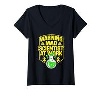 Mujer Advertencia científico Loco en el Trabajo Citas Divertidas de científicos Camiseta Cuello V