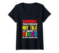 Mujer Advertencia de Que Esta Persona Puede Hablar de Bingo Camiseta Cuello V