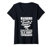 Mujer Advertencia: Hablar sobre el diseño de tornados Camiseta Cuello V