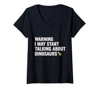 Mujer Advertencia Podría Comenzar A Hablar De Dinosaurios Paleontología Camiseta Cuello V