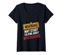 Mujer Advertencia puede comenzar a hablar sobre enólogo Camiseta Cuello V