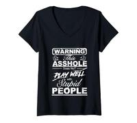 Mujer Advertencia sarcástica con la Que Este gilipollas no Juega Bien Camiseta Cuello V