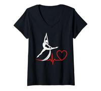 Mujer Aerial Silks Heartbeat Aerialist Aerial Yoga Circo Acróbata Camiseta Cuello V