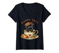 Mujer Aesthetic Cat Stuff For Happy Fall and Pumpkin Spice Season Camiseta Cuello V