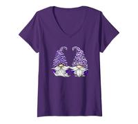 Mujer Aesthetic Lilac Gnomes For Awareness Lavender Purple GNOME Camiseta Cuello V