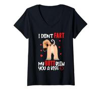 Mujer Afghan Hound I Didn’t Fart My Butt Blew You A Kiss Funny Dog Camiseta Cuello V