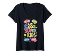 Mujer Afirmación de fe Cristiana de Brave Loved God'S Super Kid Camiseta Cuello V