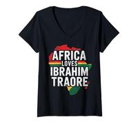 Mujer África ama a Traore Burkina Faso- Ibrahim Traoré Camiseta Cuello V