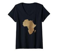 Mujer África Continente Huella Digital Identidad Patrimonio Orgullo Camiseta Cuello V