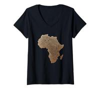 Mujer África Continente Huella Digital Identidad Patrimonio Orgullo Camiseta Cuello V