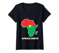 Mujer Africa Unite For Burkina Faso And Ibrahim Traore - Bandera de mapa Camiseta Cuello V