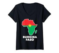 Mujer Africa Unite For Burkina Faso And Ibrahim Traore - Bandera de mapa Camiseta Cuello V