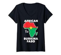 Mujer Africa Unite For Burkina Faso And Ibrahim Traore - Bandera de mapa Camiseta Cuello V