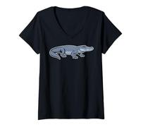 Mujer África y Animales Marinos - Cocodrilo del Nilo Camiseta Cuello V