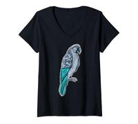 Mujer África y Animales Marinos - Loro Gris Africano Camiseta Cuello V