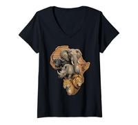 Mujer Africano Big 5 Safari Wildlife Elefante León Rinoceronte Camiseta Cuello V