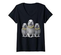 Mujer Africano Gris Loro Rap Old School Retro Streetwear 80s 90s Camiseta Cuello V
