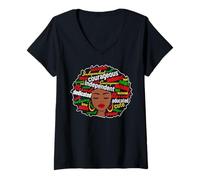 Mujer Afro Queen Valiente Independiente Camiseta Cuello V