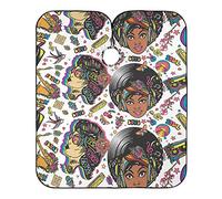 Mujer Afroamericana Paz Amor Música Barbero Capas Ligera Cortar Cabello Delantal Impermeable Barberos Delantal Para Adulto Peluquería Niños 140X168Cm