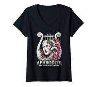 Mujer Afrodita Estatua de la Diosa Griega Palomas del Deseo Primordial Camiseta Cuello V