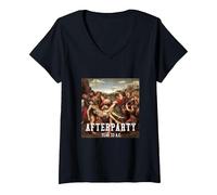 Mujer Aftertparty Año 33 A.C. Rave Outfit Camiseta Cuello V, Negro, XXL