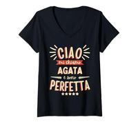 Mujer Agata Idea Regalo Personalizzata Amica Nome Divertente Camiseta Cuello V