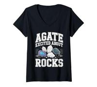 Mujer Agate Excited About Rocks Nerd de geología de Rocas |- Camiseta Cuello V
