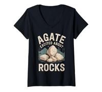 Mujer Agate Excited About Rocks Nerd de geología de Rocas ||- Camiseta Cuello V