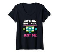 Mujer Agender Pride Just Me Green Neutral Boys Camiseta Cuello V