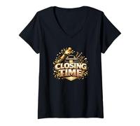 Mujer Agente de Bienes raíces Agente de Ventas Closing Time Camiseta Cuello V