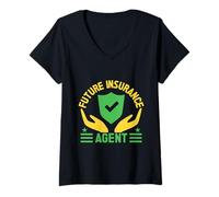 Mujer Agente De Seguros Future Agent Broker De Seguros Divertidos Camiseta Cuello V