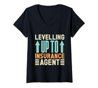 Mujer Agente De Seguros Levelling Up To Broker De Seguros Camiseta Cuello V